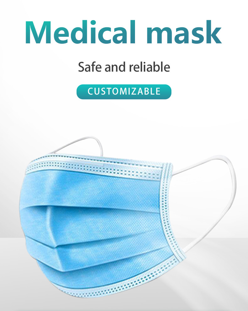 Blue BFE Disposable Medical Face Masks Non Woven Fabric 50pcs Earloop Mask