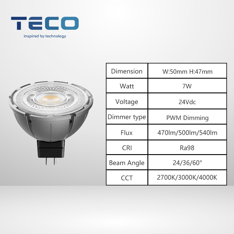 Dimmable GU5.3 MR16 LED Bulbs 2700K Ra98 36Degee With 3 Years Warranty