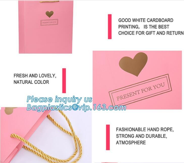 Flower carrier bag with different color customized pot plants kraft paper bag with handle,stamping logo fancy paper flow