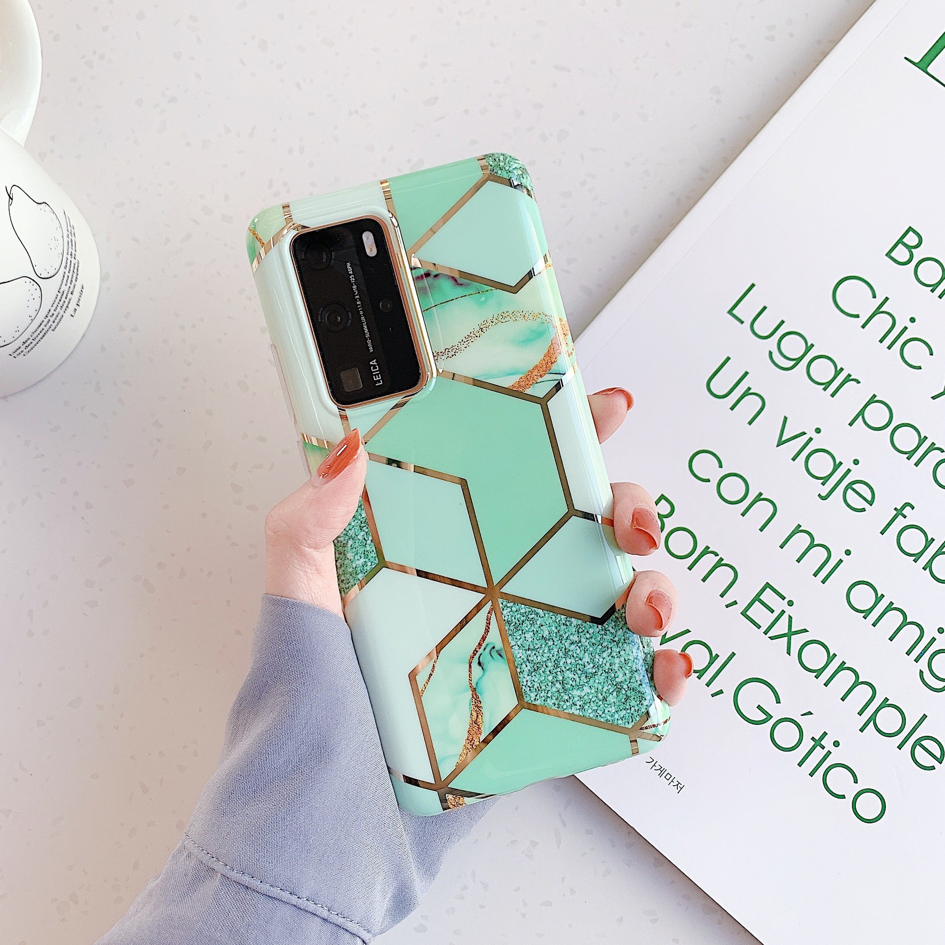 IMD Full Wrapped Glossy Phone Cover Mosaic Phone Case Shock free
