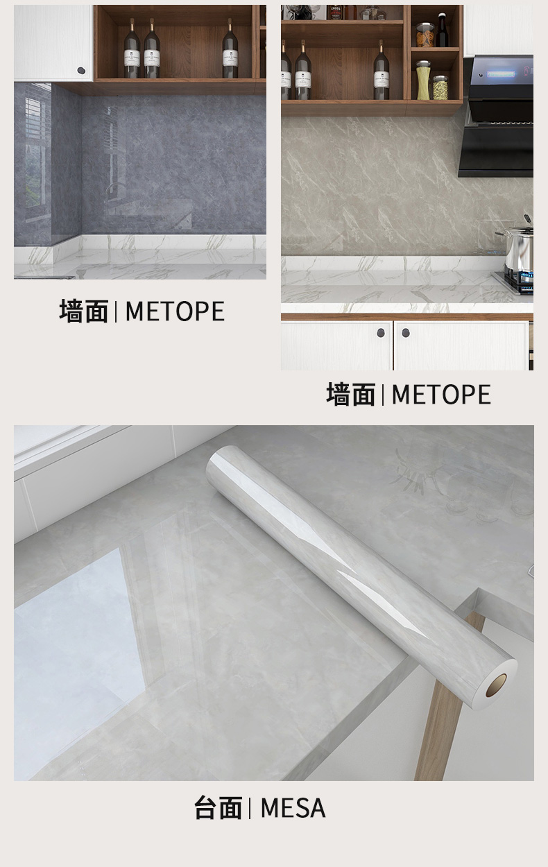 OEM Marble Effect Kitchen Wallpaper Dark Grey Marble Tile Effect Wallpaper