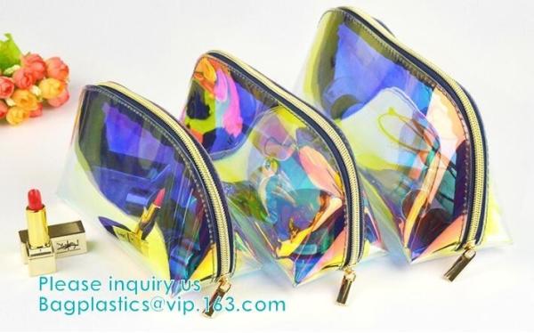 Holographic Color Bag Neon Bag Clear Pvc Cosmetic Make Up Bag in Rainbow