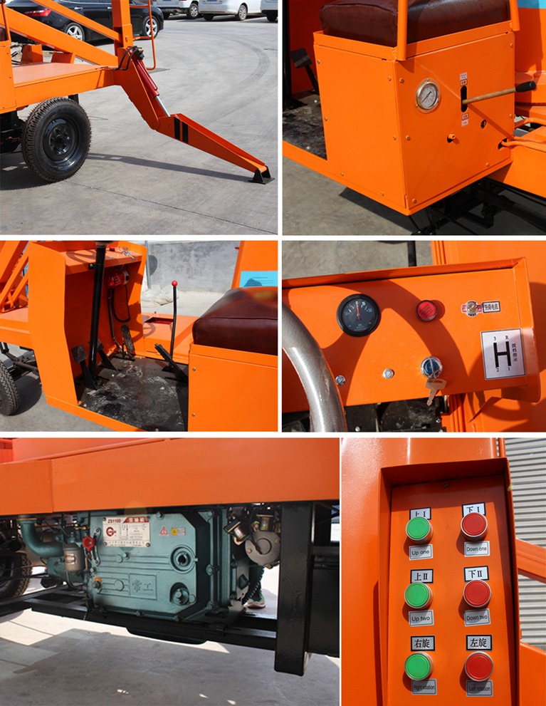 12m Platform Height Diesel Power Self Propelled Mobile Crank Arm Boom Lift Table
