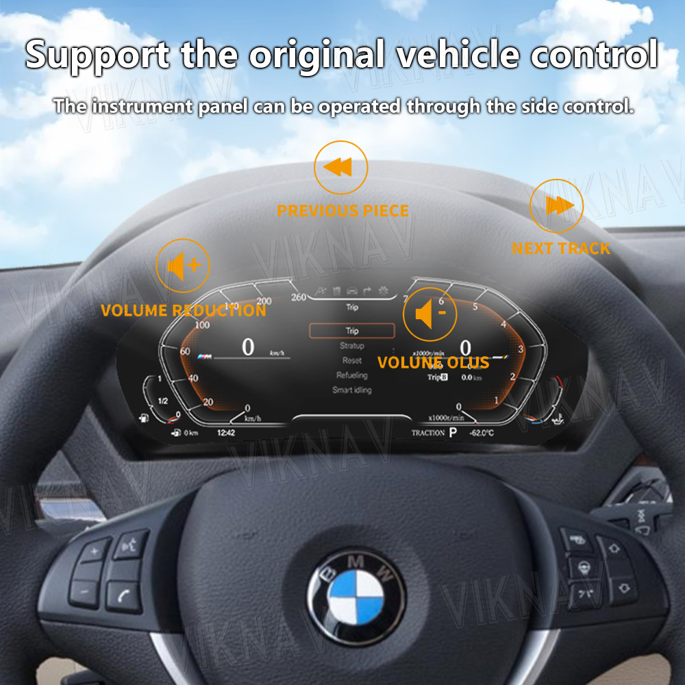 Viknav For BMW X5 E70 (2007-2013) 12.3 inch Digital Dashboard Car Panel Vehicle Accessories Smart Display Cluster HD LCD