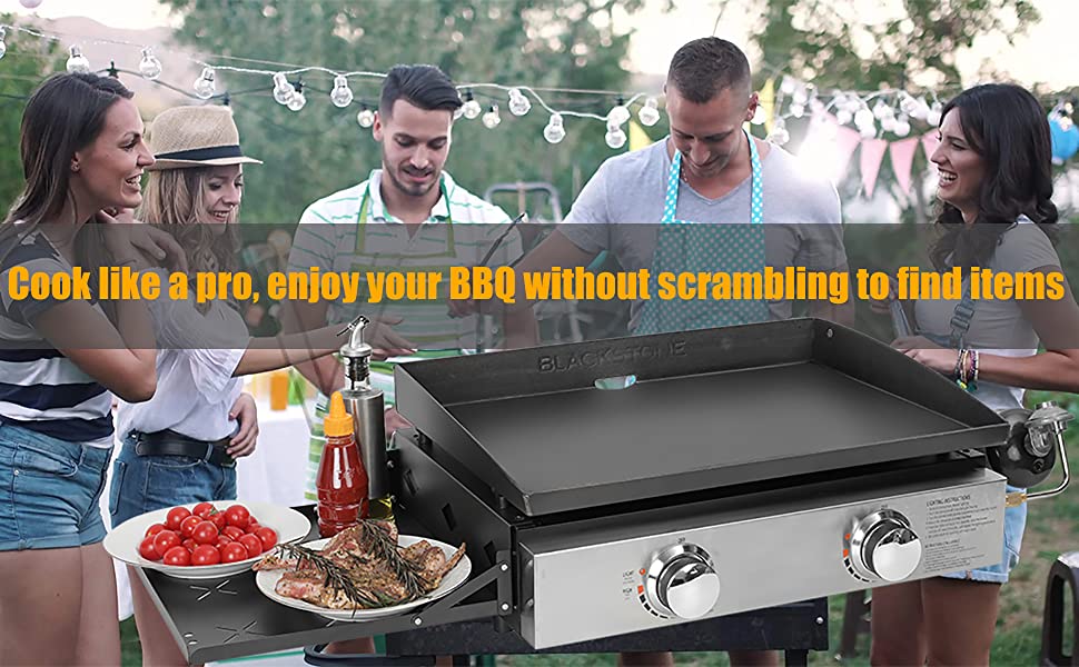 Griddle Side Shelf Tray for Blackstone 17"/ 22"/ 28" Side Grill Caddy Rack Storage Tray with Paper Towel Holder