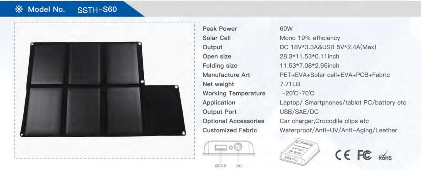 100w 120w 200w 300w Folding Solar Panel Kit Outdoor Carry For IPad Cell Phones