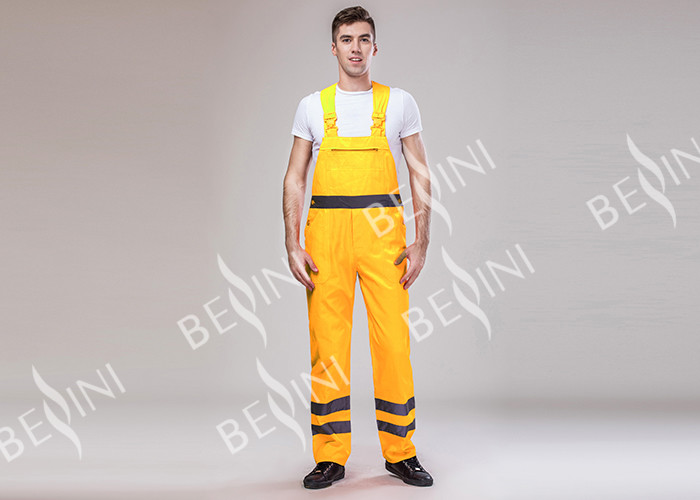 80% Polyester 20% Cotton Twill Safety Work Clothes High Visable Orange Jacket Bib Pants Suit