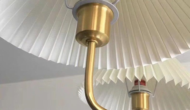 Modern Copper Chandeliers White Cloth Lampshade Gold Chandelier(WH-AP-581)