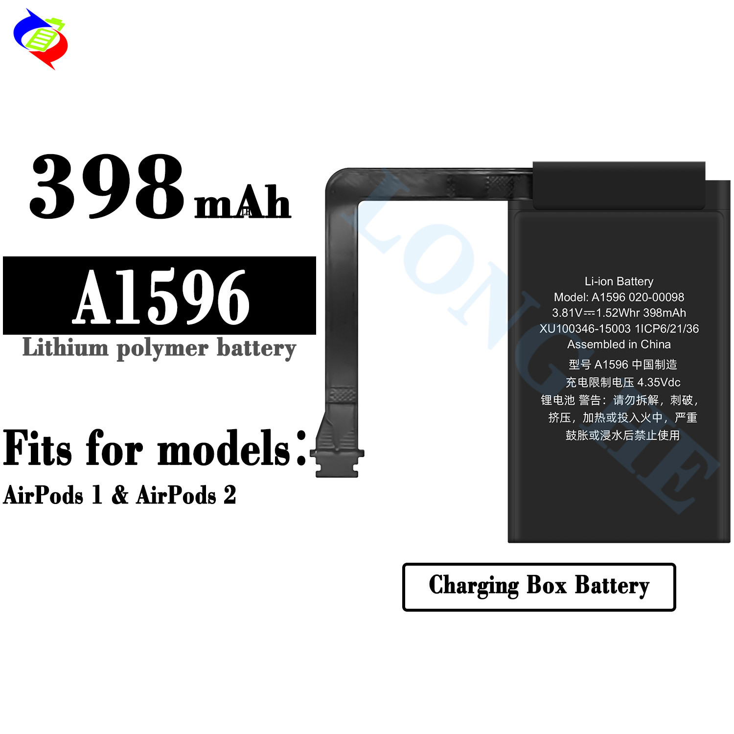 Battery For Airpods 1 2 Wireless Headset Charging Box Case Battery A1596 Accessories