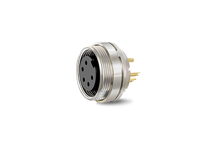 Rugged Solid Threaded Electrical Connector , 5 Pin Circular Connector High Contact Density