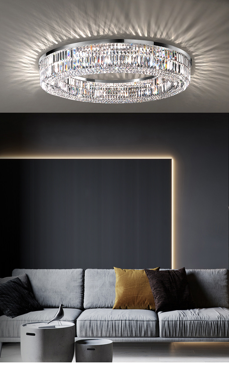 Modern Living Room Foyer Sitting room Chandeliers Round Chrome Sliver Ceiling lights(WH-CA-57)