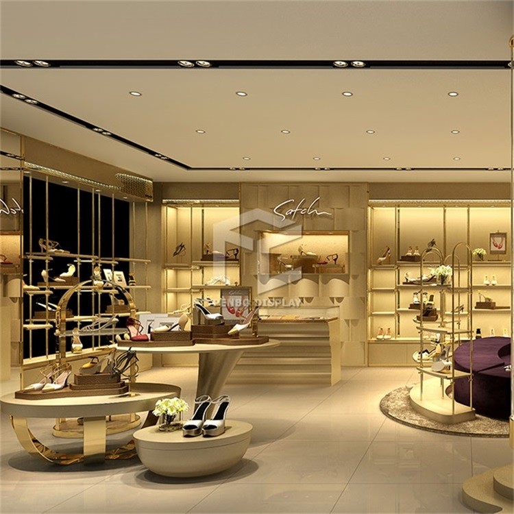 T5 LED Shoe Display Racks 5mm Thick MDF Shoes Showroom Display