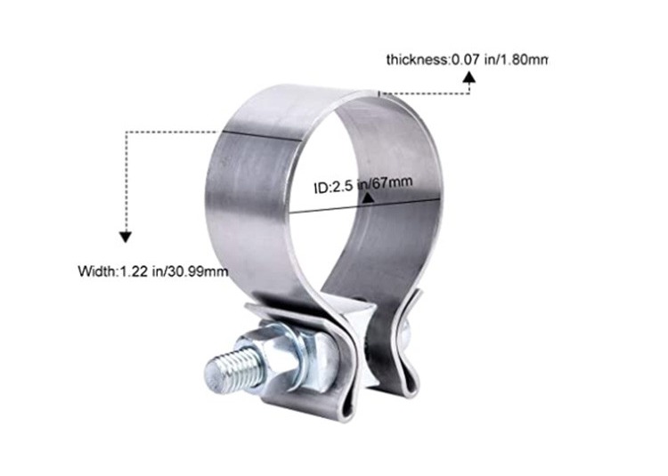 Catalytic Converter Repair Parts 2.5" Narrow Band Clamp For Exhaust Tip