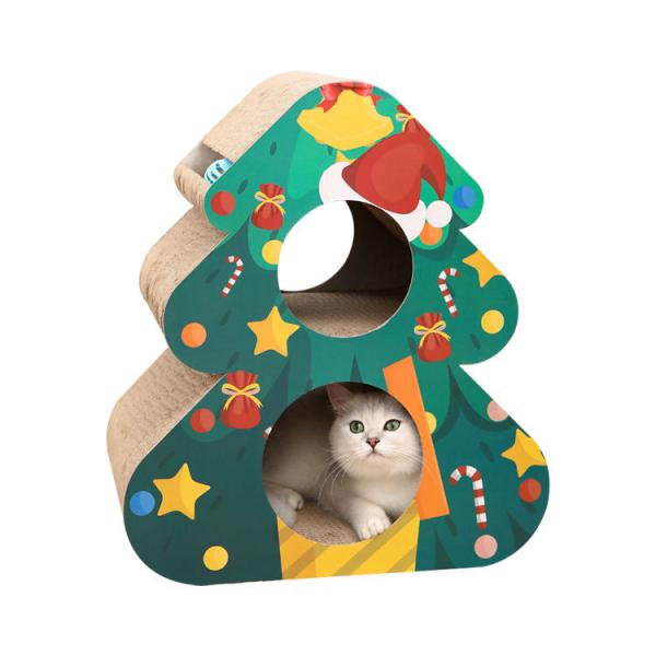 Quality Christmas Tree Cat Scratch Board, Double-Layer Cat Litter, Triangular, Vertical Corrugated Paper, Claw Grinder, Toy for sale
