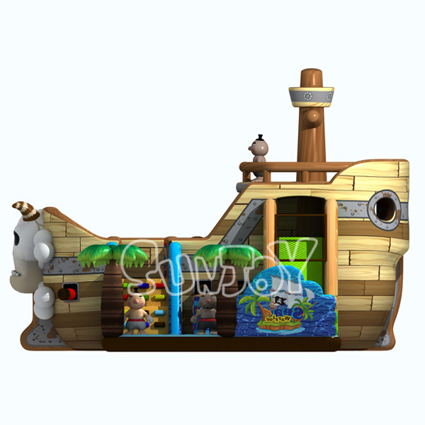 Pirate Ship 0.55mm Plato Inflatable Amusement Park For Kids
