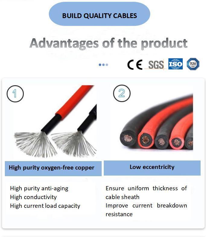 Solar Cable Interconnecting Solar Panel Cable Photovoltaic PV H1z2z2-K Cable 4mm2 6mm2 Electric Cable Wire
