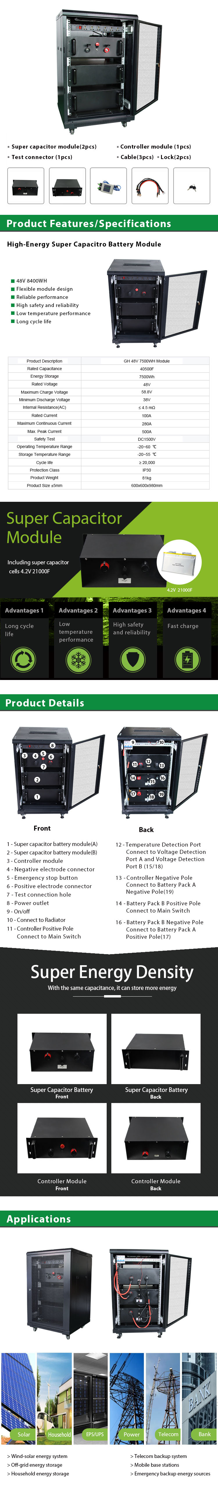 Super Capacitor Battery Bank Golf Cart 24v 48v 100ah 200ah 5kwh 10kwh 20kwh battery bank