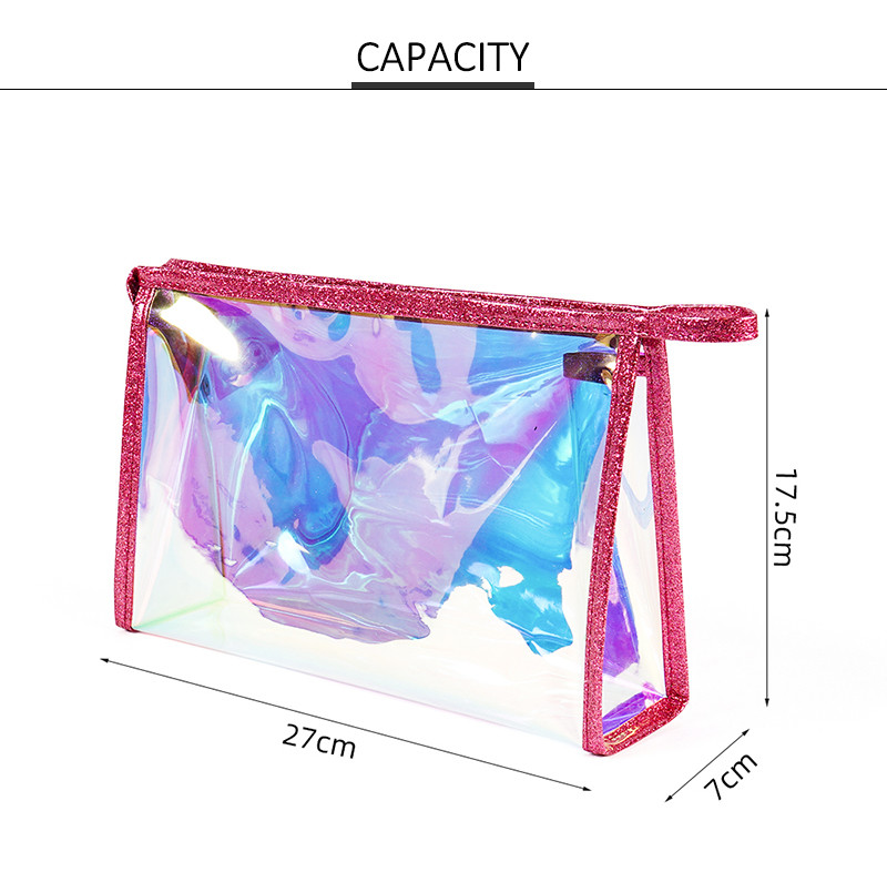 Laser Logo TPU Lady Travel Holographic Cosmetic Bag