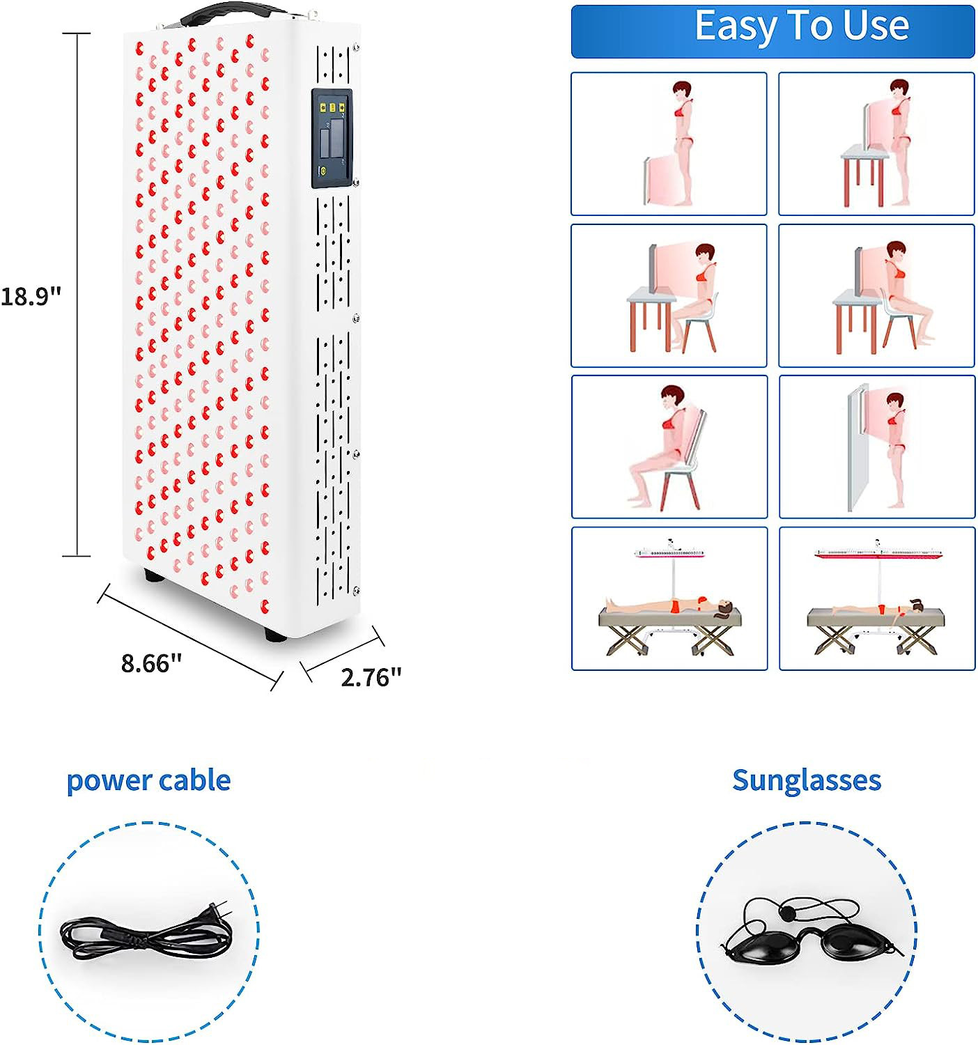 200LEDs Red Light Therapy Device 1000W 660nm 850nm Red Near Infrared Light Therapy