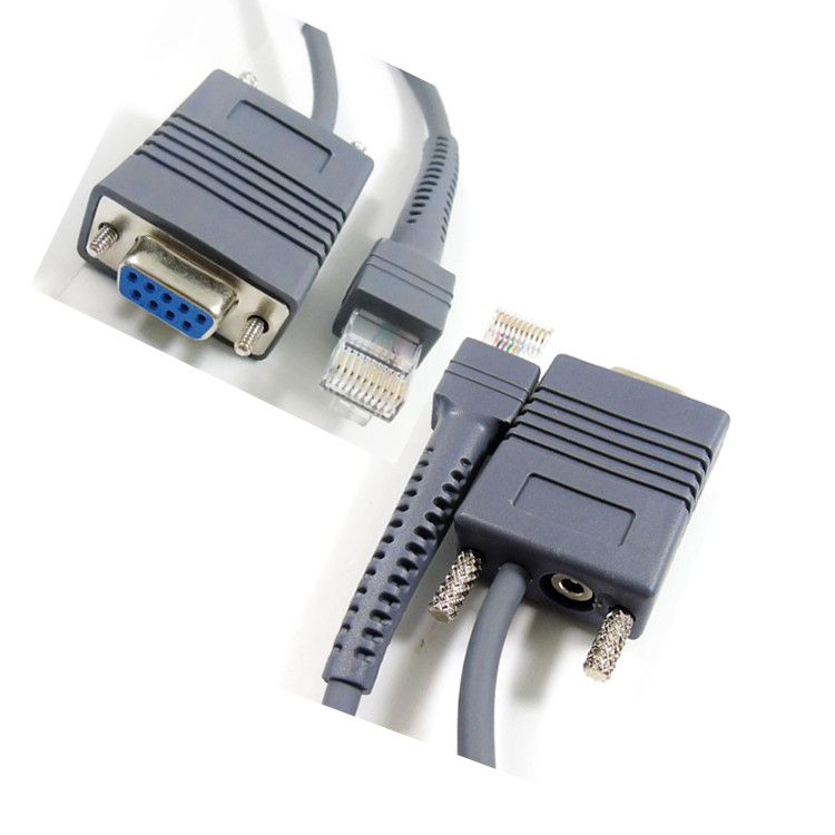Straight RJ45 To RS232 Scanner Cable For Symbol Zebra DS3578