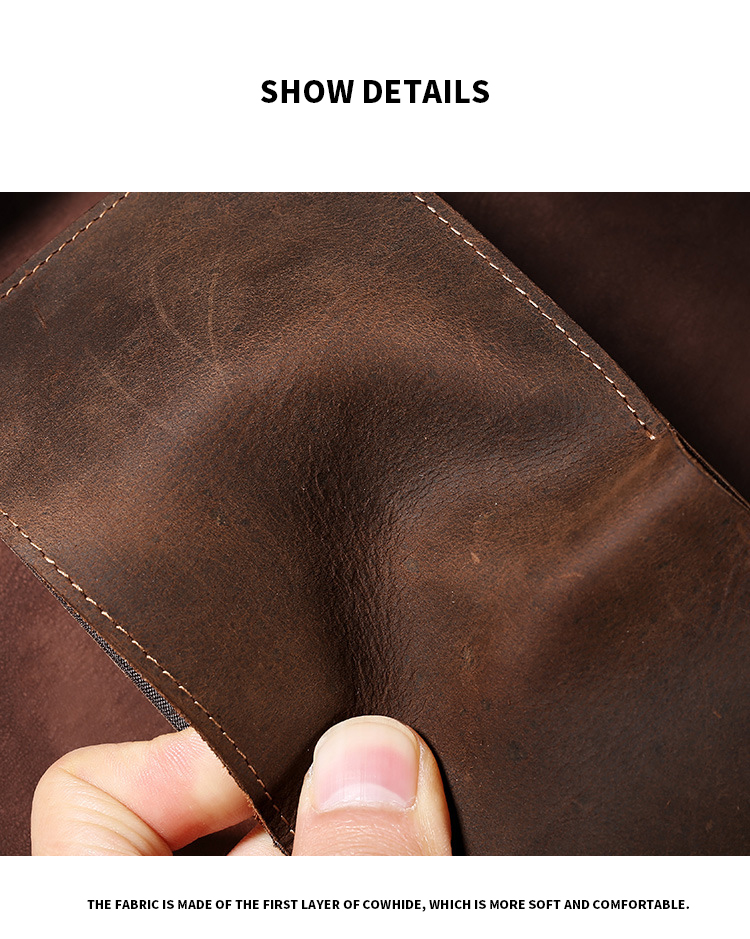 Slim Bifold Men's Wallet made of Genuine Leather with RFID Blocking and Nylon Lining