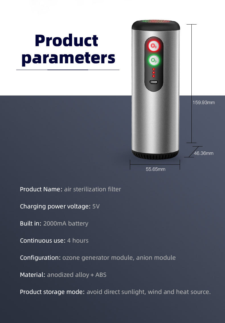 Homefish OEM Car Air Purifier UV Ozone New Ionic Portable Ionizer Ozone Generator Air Purifier for Car Usb Home Appliances