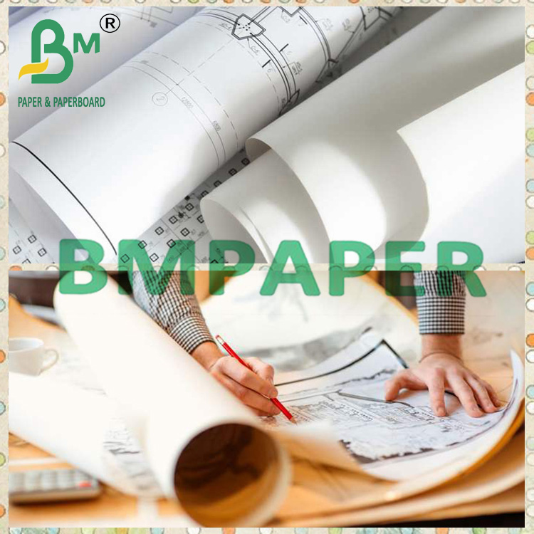 24" x 150ft 20lb White Bond Paper CAD Inkjet Rolls For Engineering Drawing