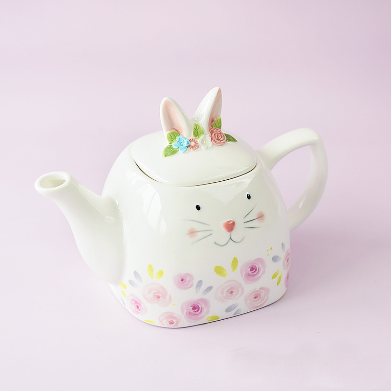 Creative Cute Rabbit Ceramic Tableware Set Embossed Craft For Home Easter Dinnerware
