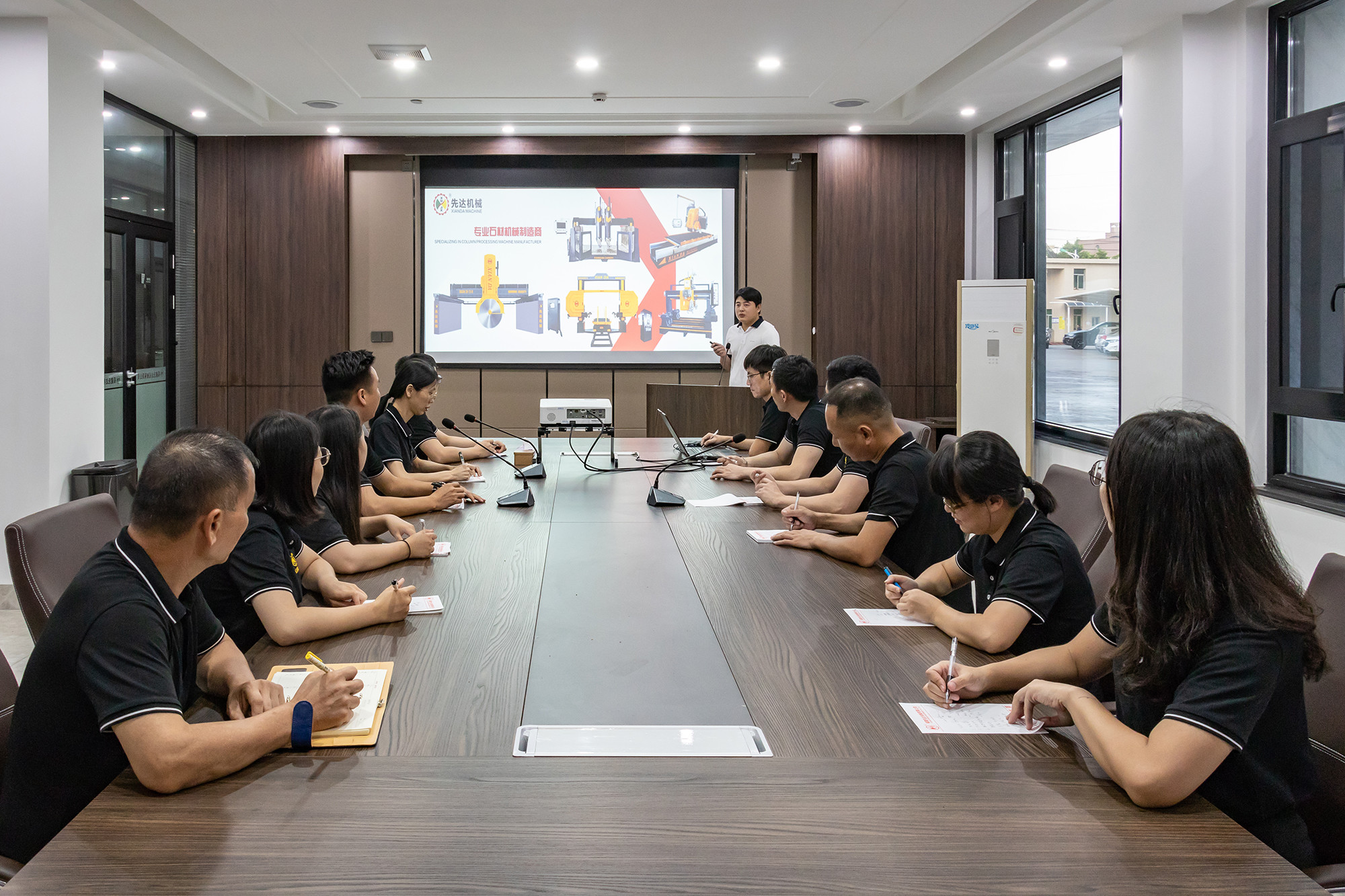 Xianda manufacturing facility interior with stone machinery