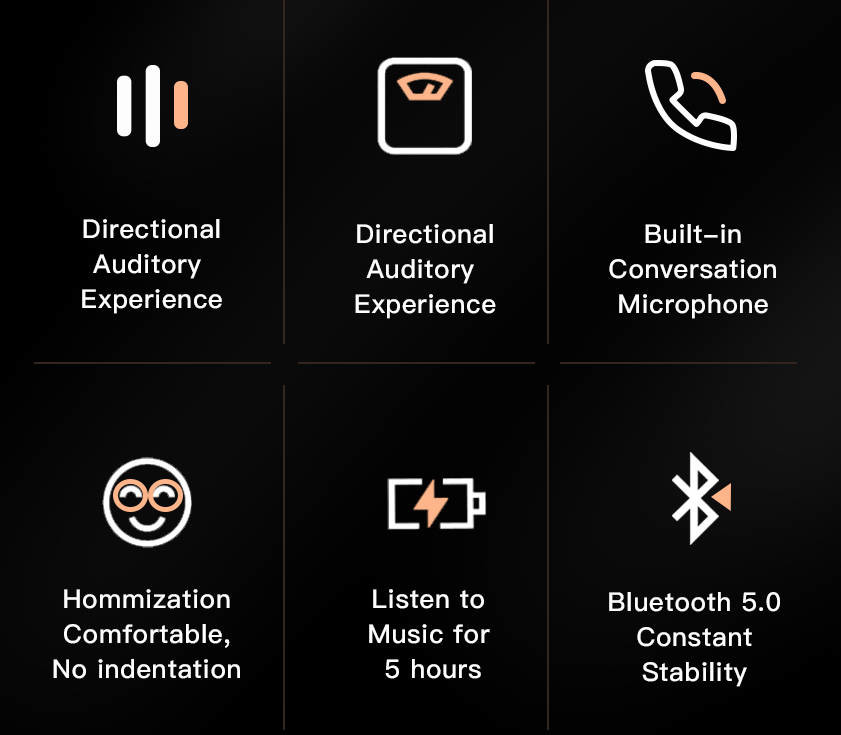 Smart Frames Glasses Bluetooth Sunglasses Directional Auditory Experience Black