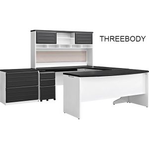 High End U Shaped Computer Desk , Executive U Shaped Office Desk  With Hutch