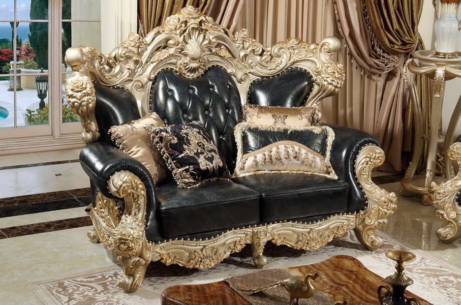 Luxury Classic French design of Living room Sofa sets 1+2+3 used Beech wood fame and Import Italy Leather upholstered