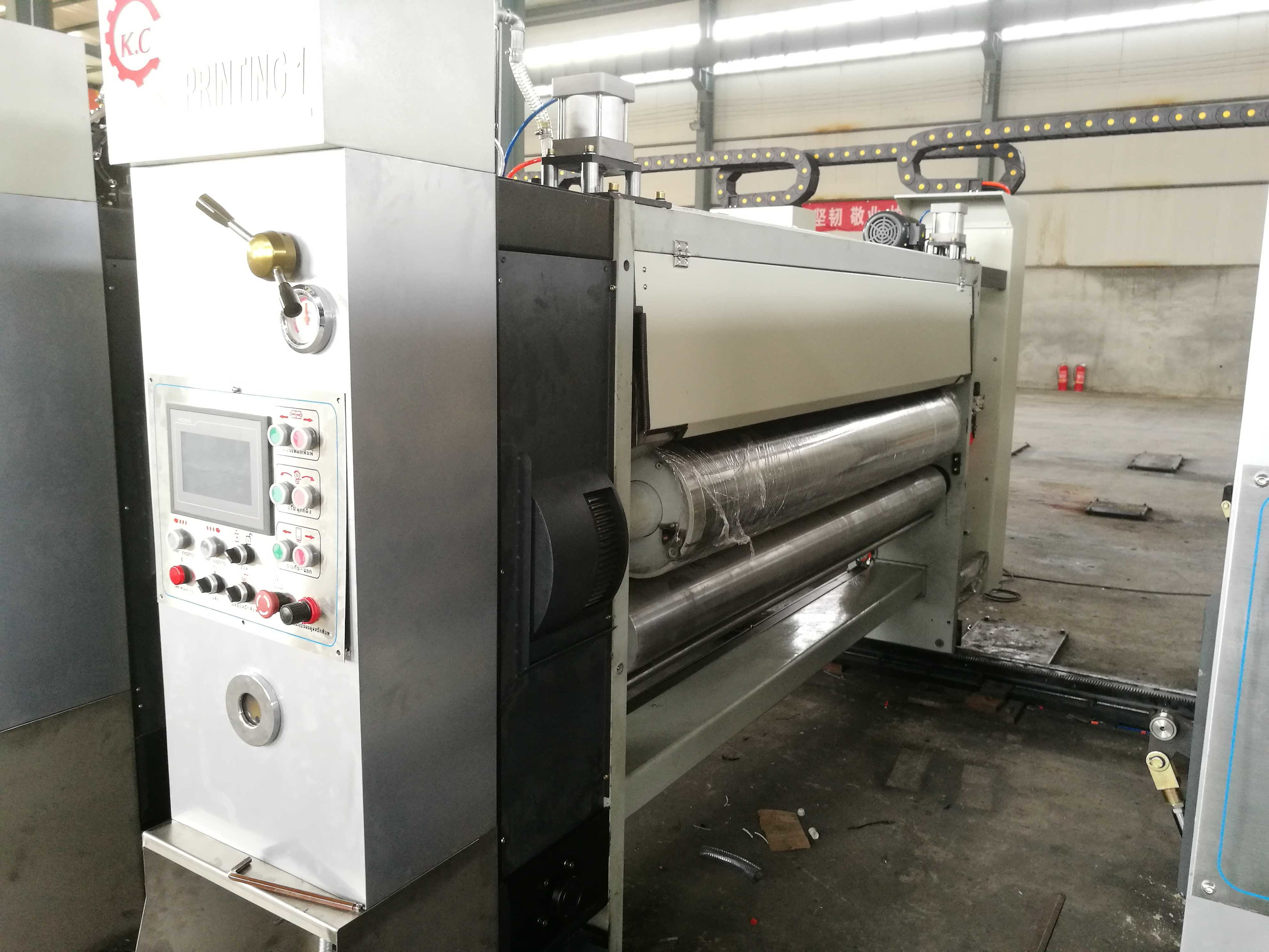 3 Color Hd Flexo Printing Slotting Machine / Stacker Computer Controlled Die Cutter