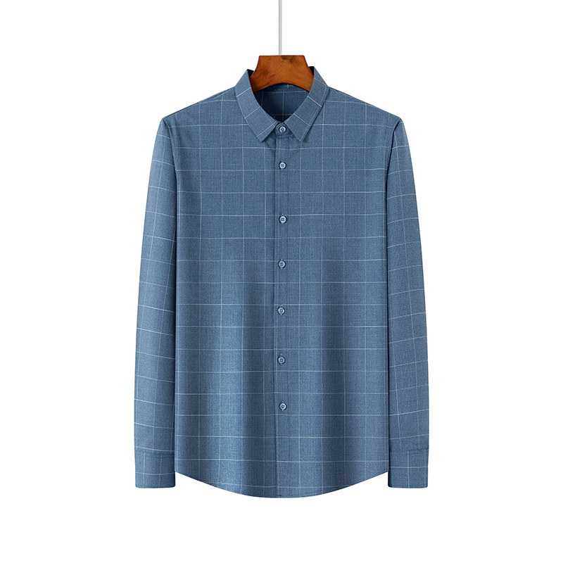 Polyester Fiber Viscose Custom Logo Men's Shirts Long Sleeve Shirt Casual with Lining