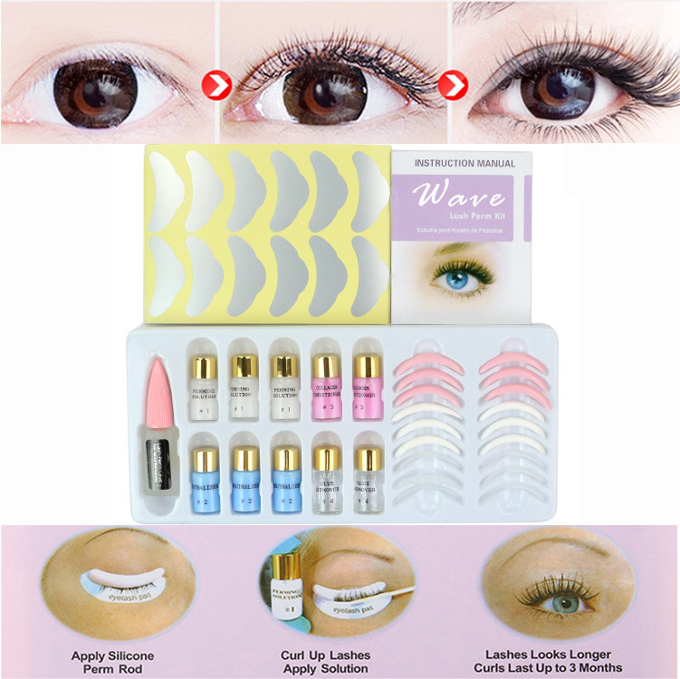27.5*13*2.5 cm Pink Cosmetic Eyelash Perming Kit with cleaner and Silicone Rods For Eyelash lifting and perming