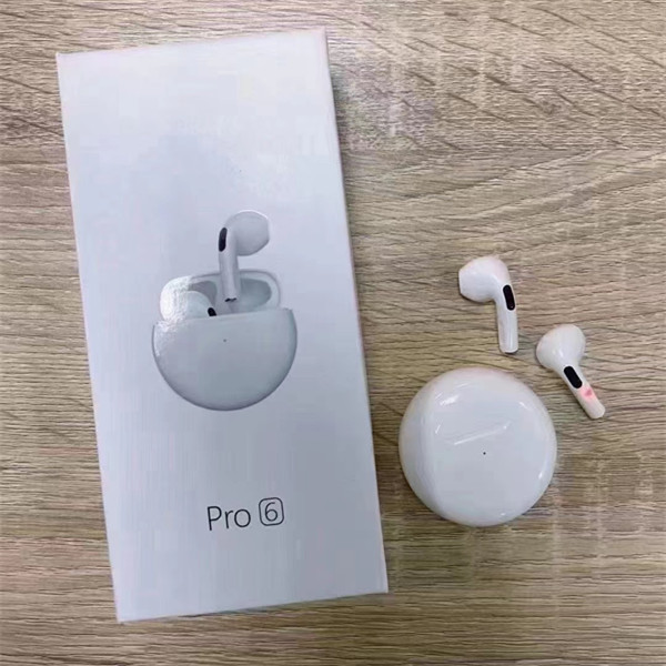 Stereo Wireless Mobile Phone Earphone Handsfree 300mAh Noise Cancelling Airs Pro 6