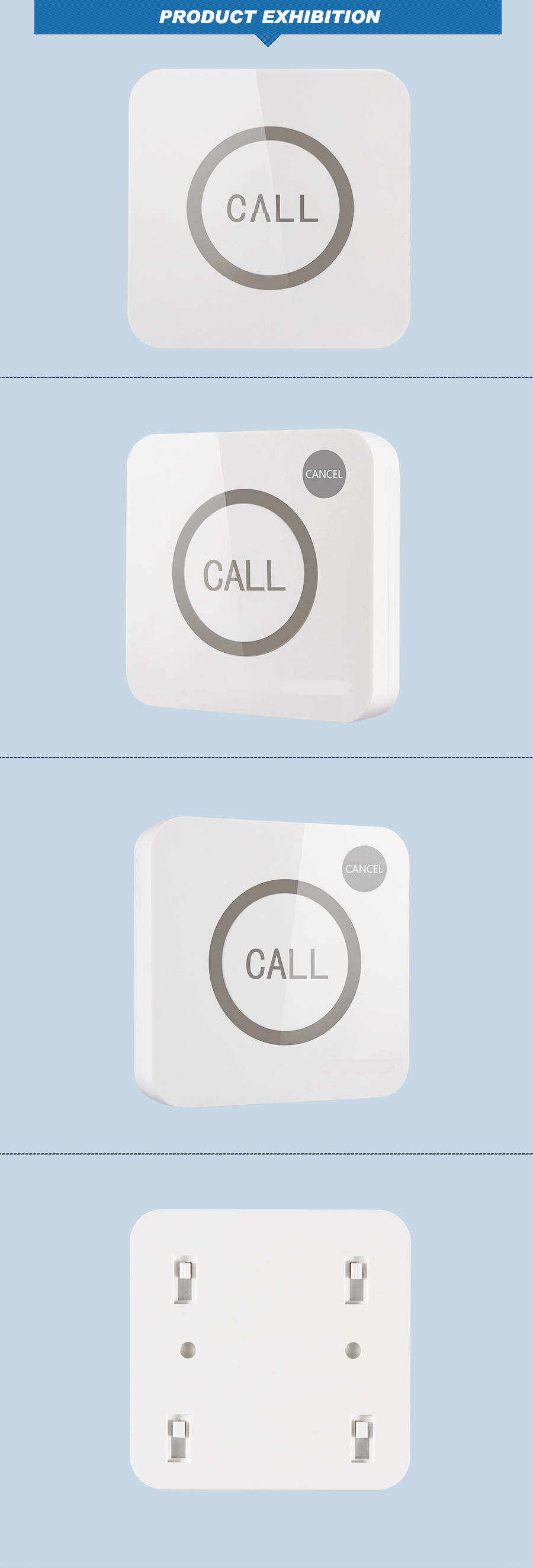 New design white customize logo wireless pager system full waterproof touch call button