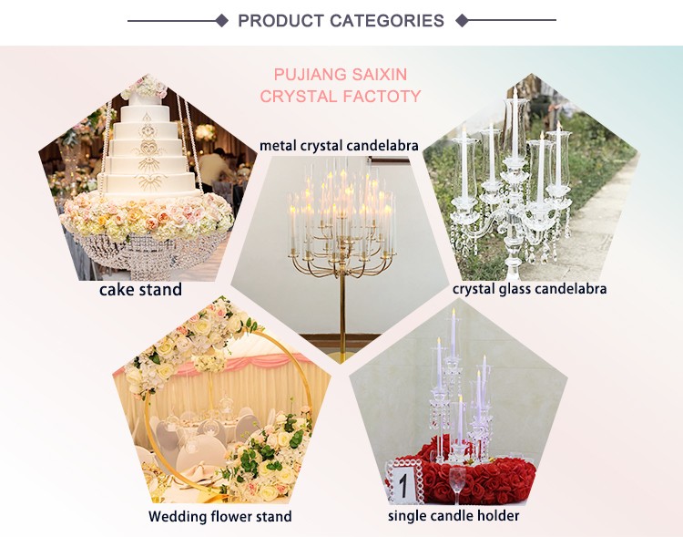 Wholesale Luxury Wedding Crystal Glass Candelabra Centerpieces 9 Arms Tall Cylinder Candelabras
