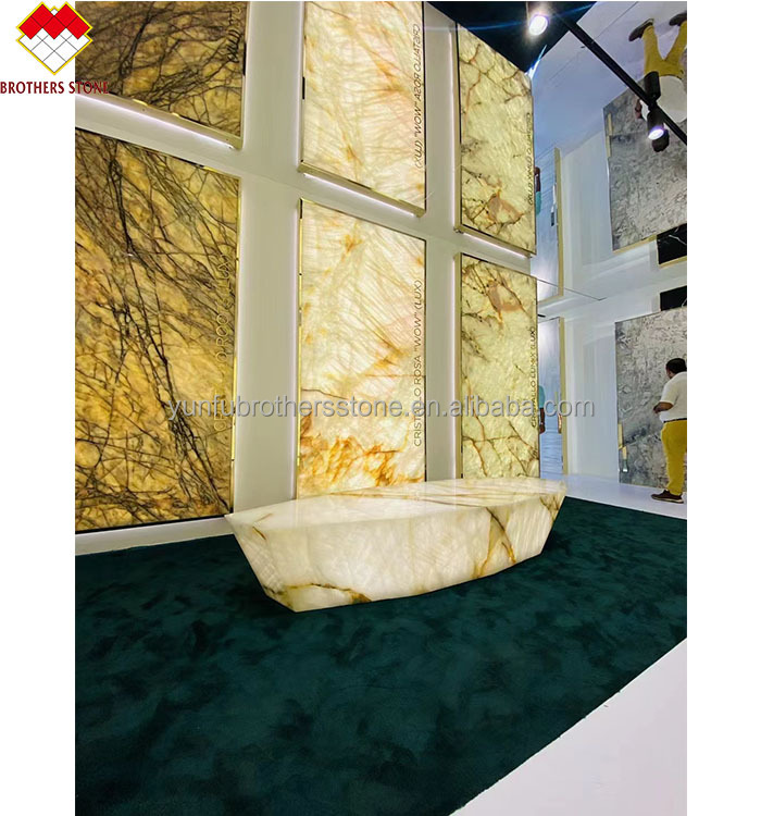 Modern Villa Design Polished White Onyx Marble Slab for Livingroom Wall and Flooring