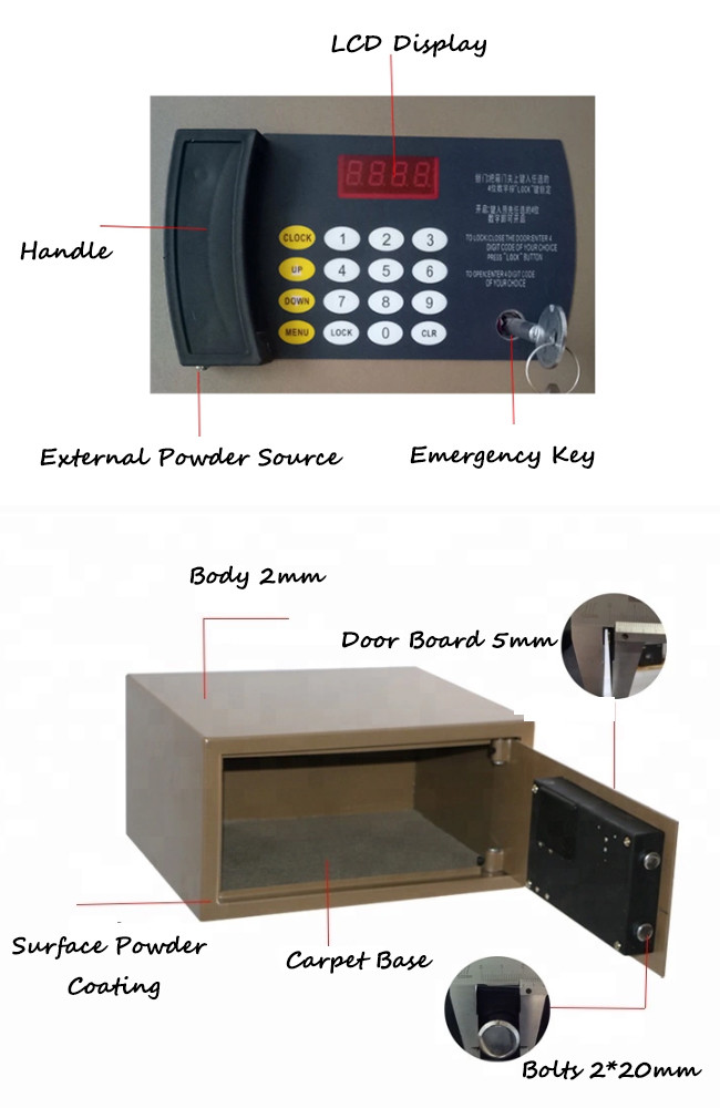 Deposit Digital Money Safe Box Steel Storage Locker Electronic Key Lock Wall Safe Box