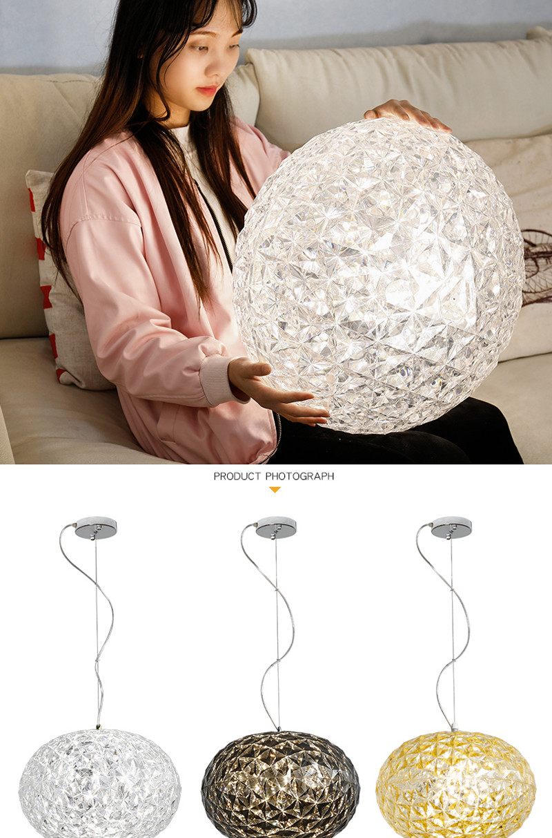 Post Modern Living room Acrylic Oval Ball Chandelier Bedroom Planet Suspension Lamp(WH-MI-385)