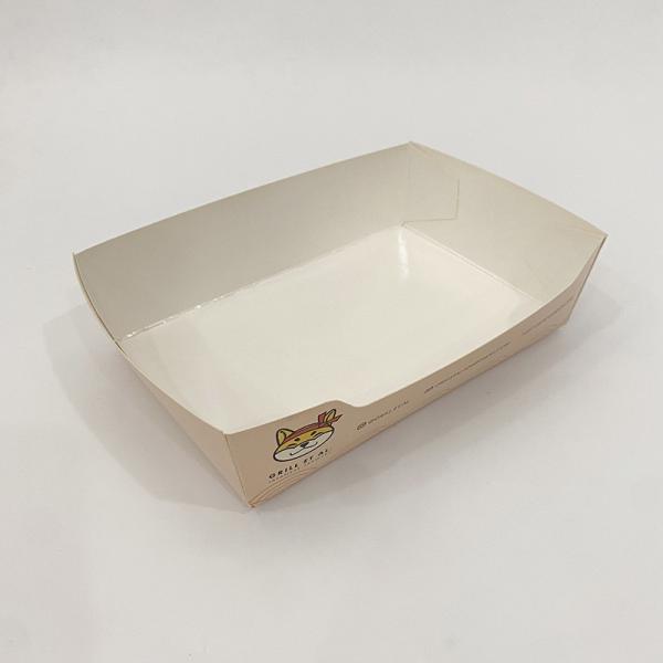 French Fries Disposable Paper Trays For Food Boat Shape Printed Take Out