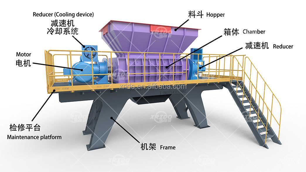 Home Appliance Textile Waste Shredder Wooden Wardrobe Furniture Crusher Wood Pallet Recycling Machine