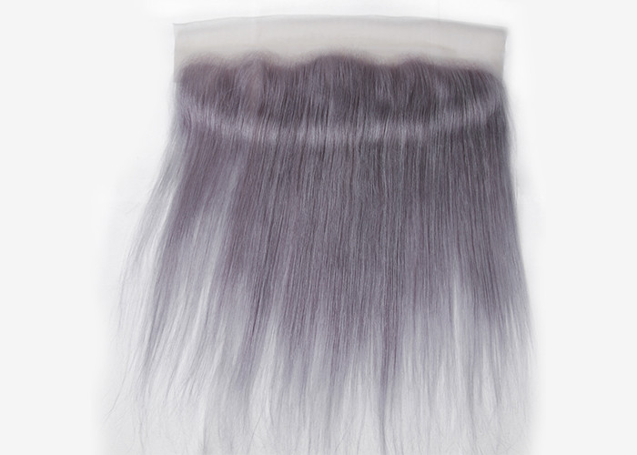 Purple Grey Human Hair Lace Frontal Straight Pre - Plucked Lace No Chemical