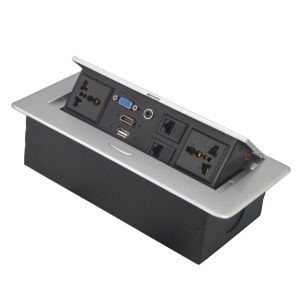  Multi-function Desktop Socket Pop up Hidden Socket for Office With 2 Universal Power Interface USB Charging Manufactures