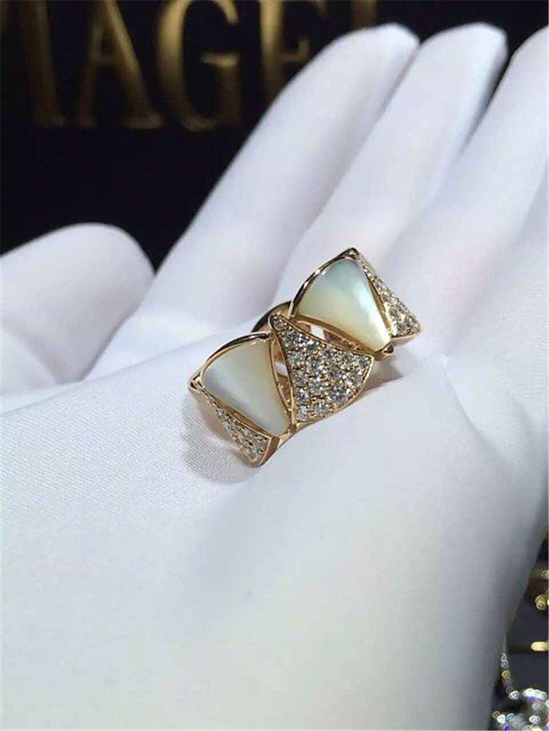 Luxury jewe factory divas' dream series ring 18k white gold yellow gold rose gold diamond fritillaria ring