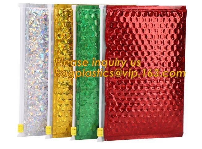 air mail metallic holographi rose gold bubble padded mailer / Zip lockkk bubble bag/ slider bubble bag,Holographic Factory