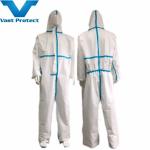 Disposable White Blue Strip Micro Film Suit Without Boots-Cover with Durable