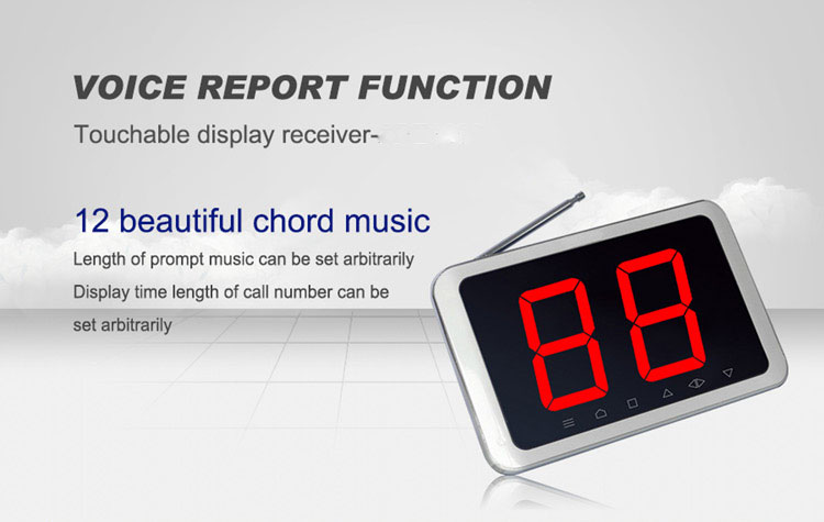 silver metal frame two digit led display restaurant waiter calling system