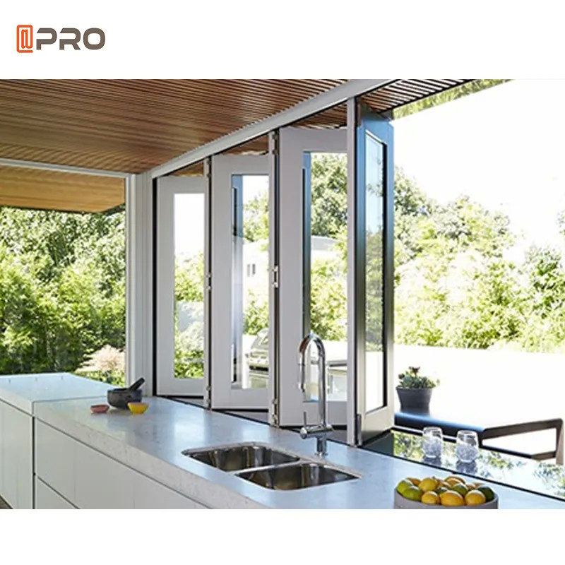 Aluminum Bi Fold Glass Windows Horizontal Opening Type Frameless